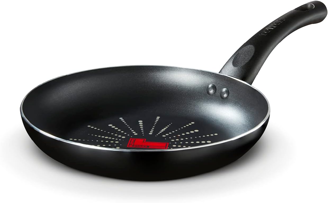 Tower T700300 SmartStart Classic 24cm Aluminium Frying Pan with Easy Clean Aeroglide Non-Stick, Oven Safe, Long Lasting, PFOA Free, Black
