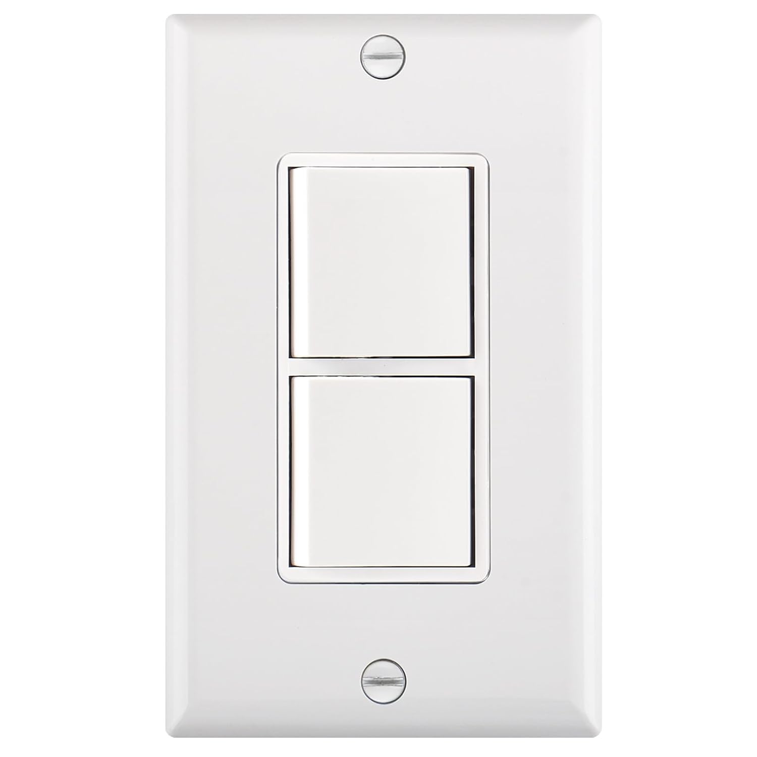 Duplex Rocker Combination Decorator Switch,120VAC 15Amp,Ground Terminal,Residential/Commercial Grade,2 Individual Switches,UL Listed,Wall Plate is Included,Pack of 1