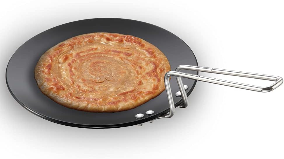 Hawkins Futura 28 cm Tava, Hard Anodised Tawa with Stainless Steel Handle, Black (AT28)