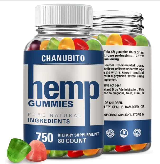 Hemp Gummies for Sleep, Anxiety, Pain 100% Natural Organic Hemp Supplement- High Potency Pure Hemp Oil Extract Edibles Gummy 1 Pack, Vegan, Non-GMO