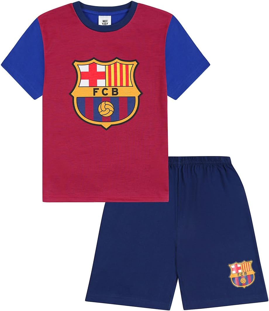 FCB Boys FC Barcelona Short Football Pyjama Set PJs for Kids