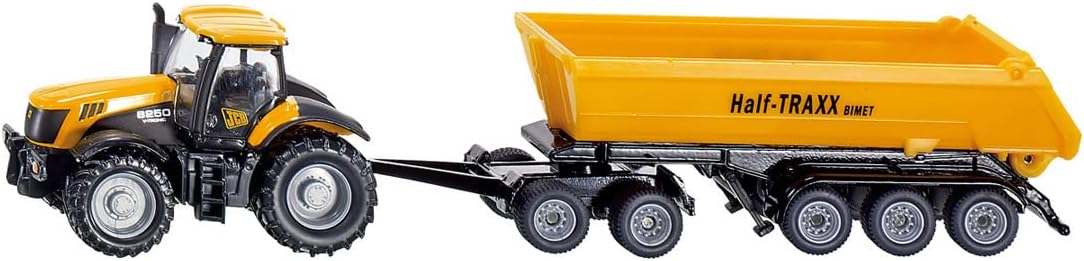 Siku 1858, JCB Tractor with Dolly and Tipping Trailer, 1:87, Metal/Plastic, Yellow, Removable Tipper Body
