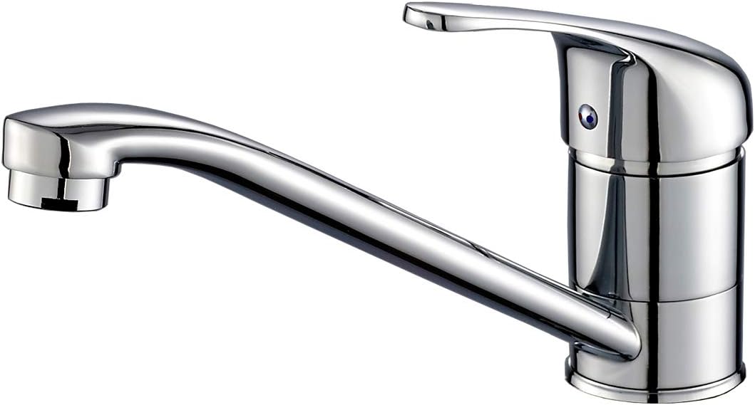 ROVATE Classic Single Handle Kitchen Sink Faucet, Brass 360 Degree Swivel Single Hole Mixer Faucet, Chrome
