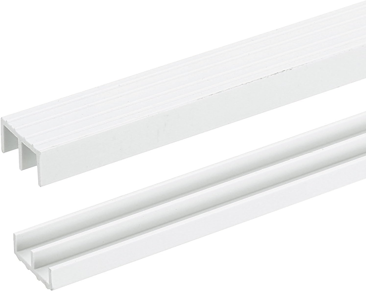 sourcing map 2Set White Plastic Sliding Door Track, Sliding Glass Window Track for 1/4" Thick Panels, for Closet Glass Cabinet Door Track (3Ft Long)