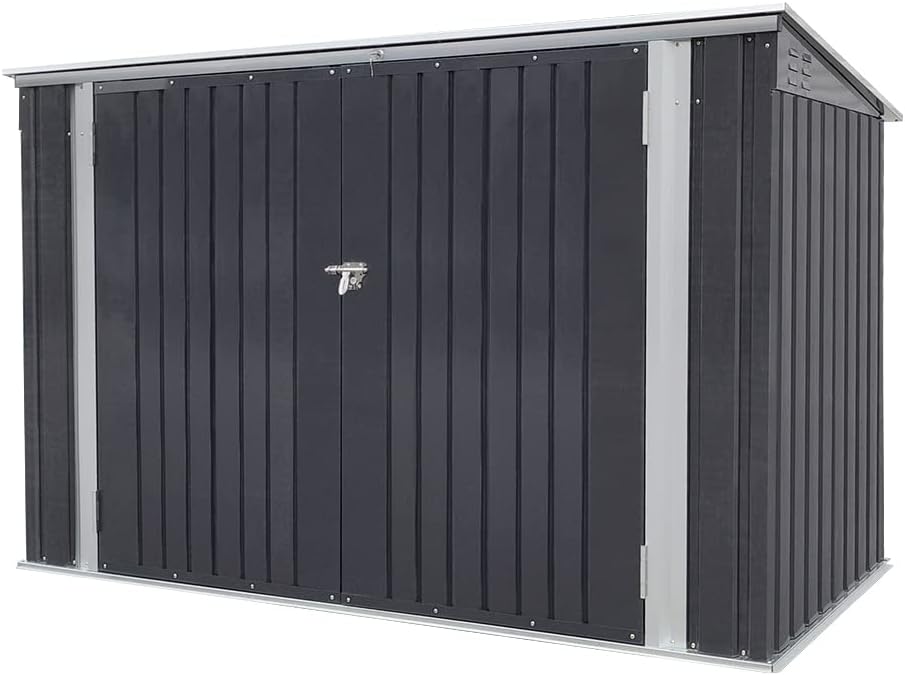Outdoor Shed Garden Storage Box Shed Bike Metal Pent Tool Shed House Galvanized Steel Can Put 3 Bicycles