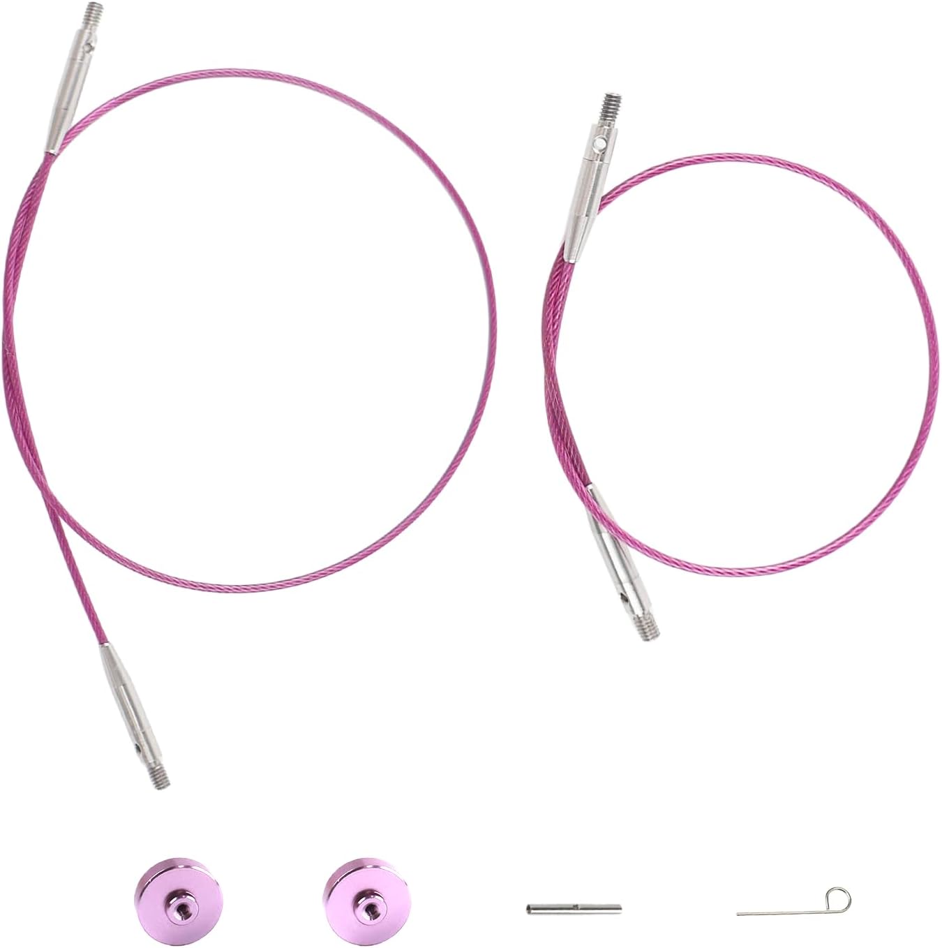Knitiss Interchangeable Cable for Circular Knitting Needle, 7.9"/11.8" Flexible Swivel Cord, Small Knitting Cable Set, Pink Purple