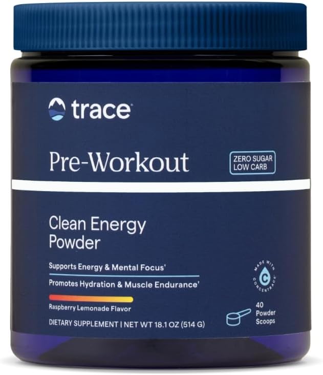 Trace Minerals Pre-Workout - Support Muscle Endurance & Strength - Powder Workout Recovery Supplement to Aid Hydration & Immune Health - Raspberry Lemonade, 9.9 oz (40 Servings)