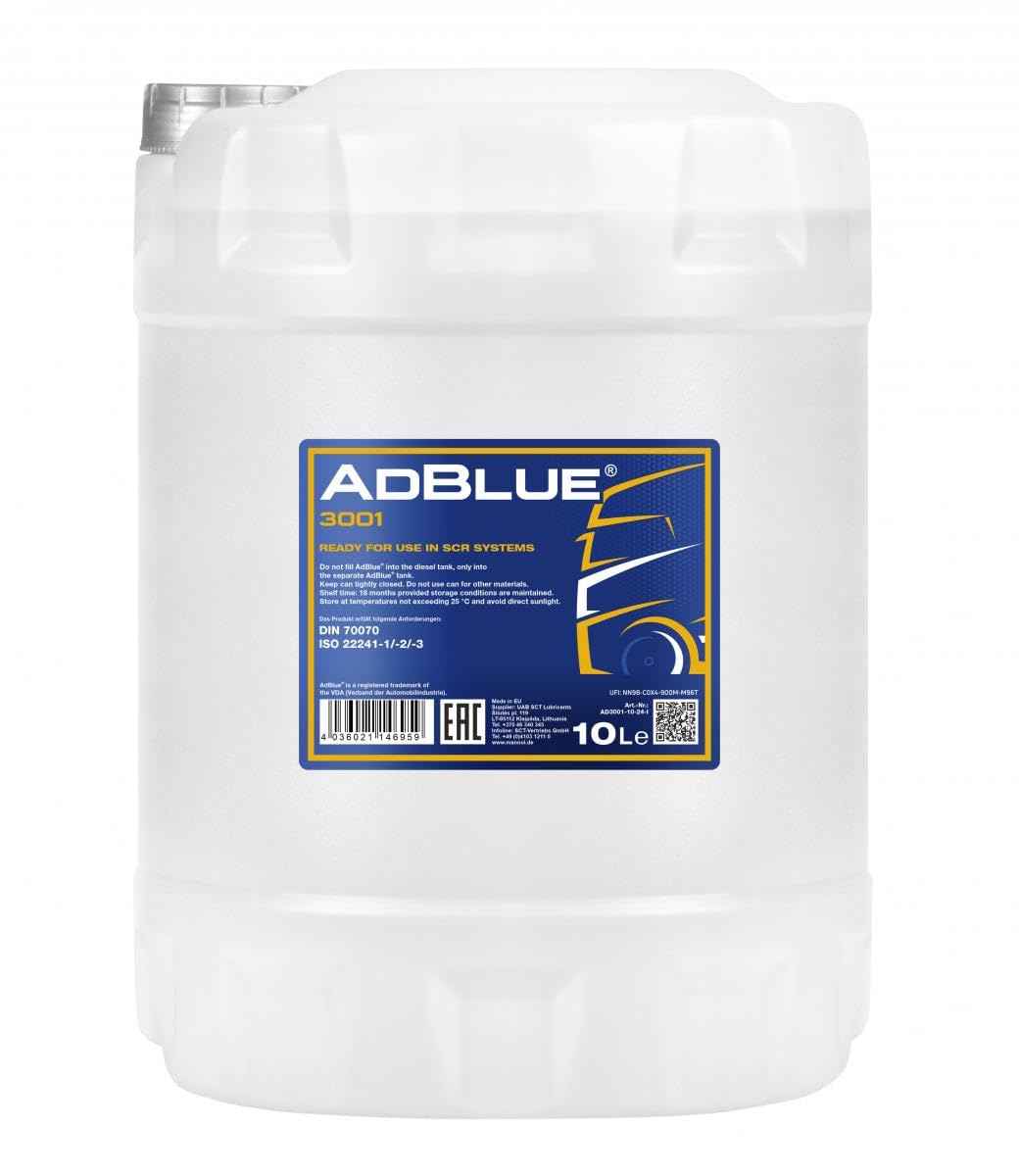Mannol AdBlue 10 Litres Diesel Exhaust Fluid For Diesel Cars And Trucks With SCR Technology AD3001-10