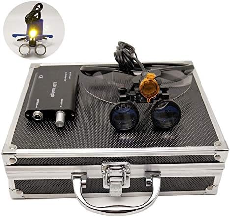 Zgood 3.5X 420mm Working Distance Surgical Binocular Loupes Optical Glass with 3W LED Head Light Lamp + Aluminum Box Black