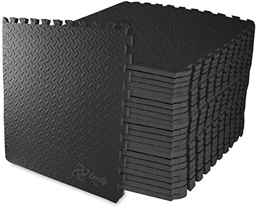 ComFy Mat Gym Flooring Mat, Foam Exercise Mats, Interlocking Puzzle EVA Floor Tiles, Non slip Rubber Cushion For Home Workout, Bonus Adhesives,24"X24"(60x60cm)