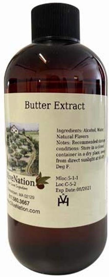 Natural Butter Flavor Extracts by OliveNation - Gluten Free and Sugar Free Extract - 8 oz