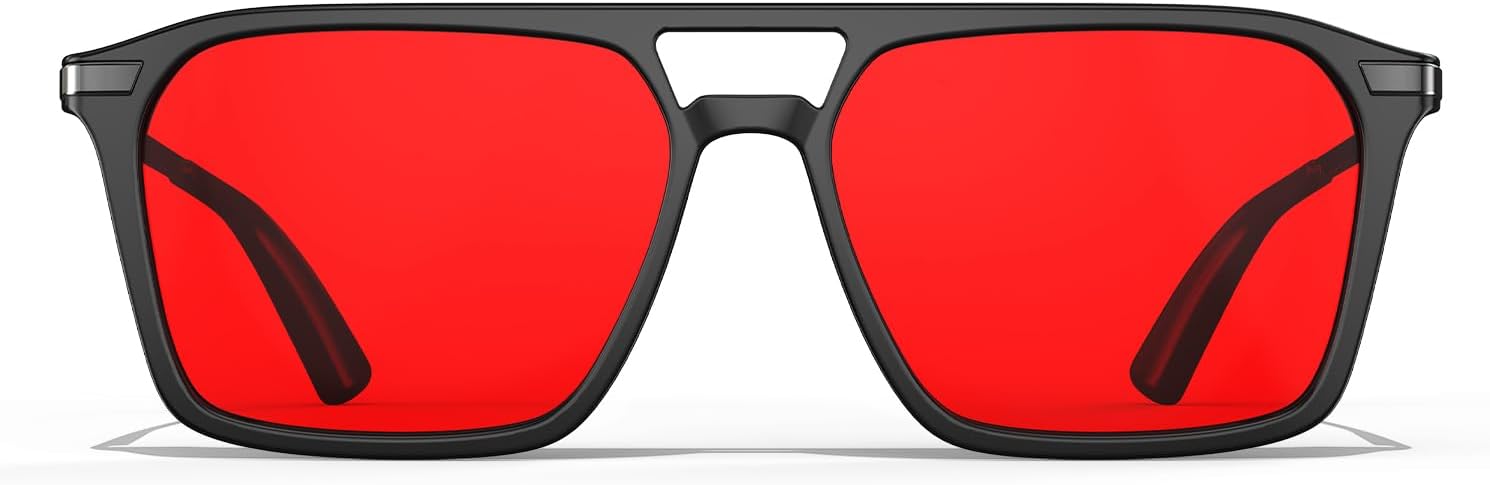 Goiteia 100% Blue Light Blocking Glasses - Red Sleep Glasses for Total Blue and Green Light Blocking - Relieve Eye Strain & Improve Sleep - Spring Hinges for Superior Comfort