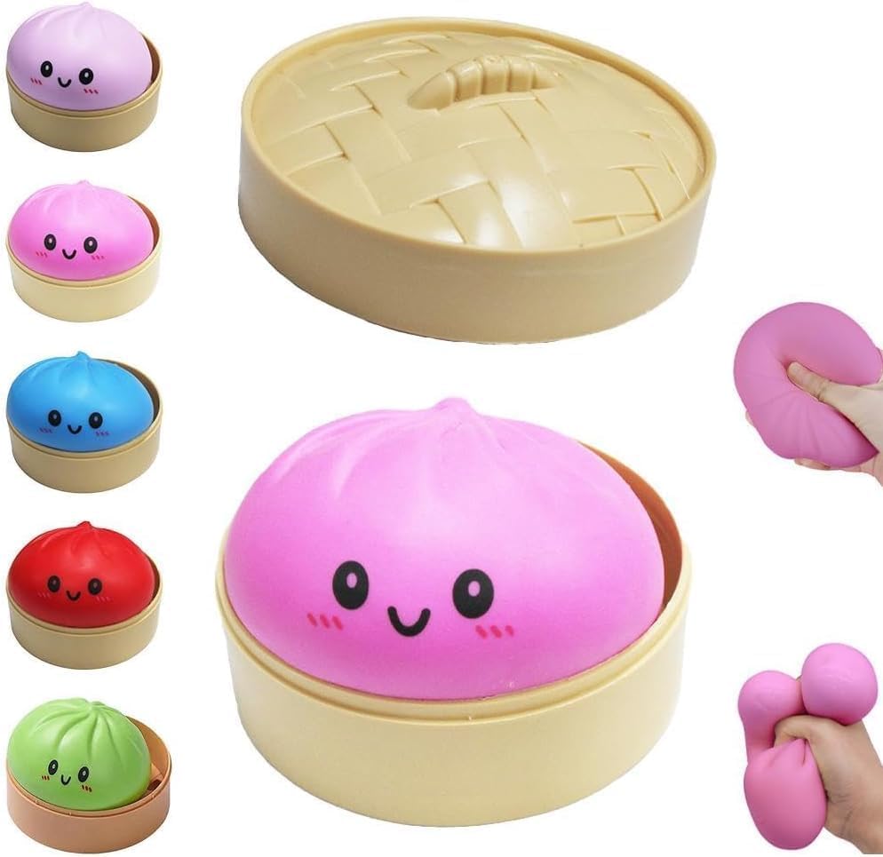 2026 Dumpling Squishy Toy, Mystery Dumpling Squishy Box, Fidget Sensory Stress Ball for Adults & Teens, Squeeze Stress Relief Toy, Easter Basket Stuffers & Stocking Stuffers (Pink)