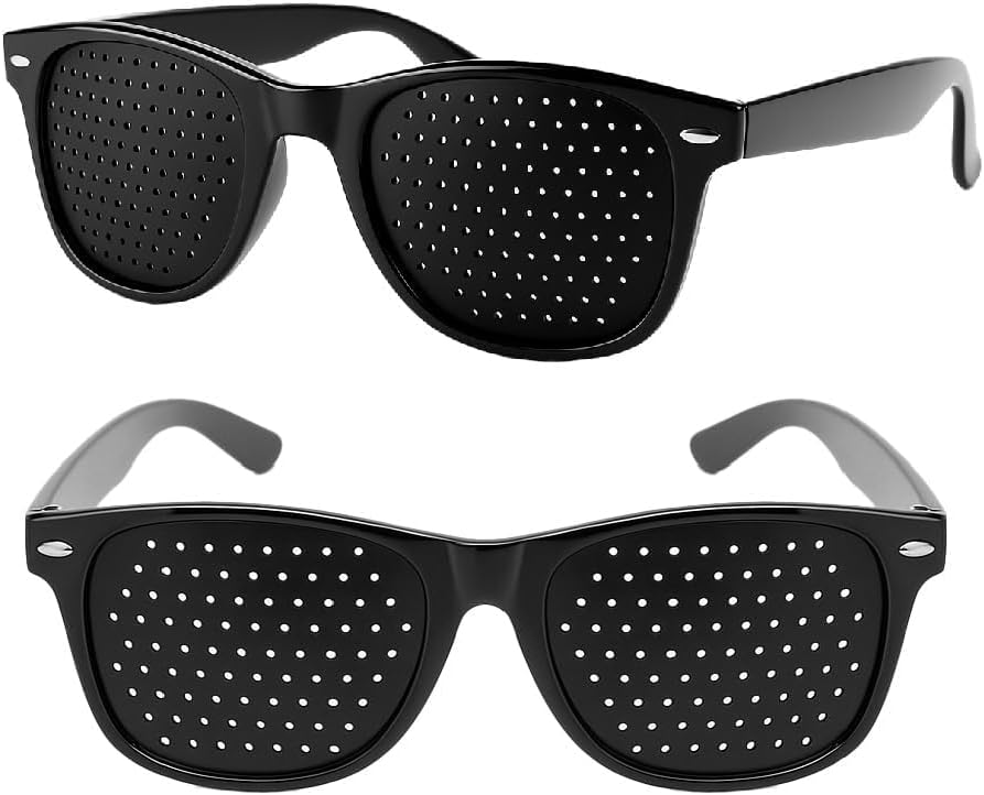 Unisex Vision Care, Anti Myopia Spectacles Pinhole Glasses, Mens Womens Vision Improvement Strabismus Correction Fatigue Glasses - Black Vision Strengthening Glasses, Helps Reduce Eye Strain, 2 Pack