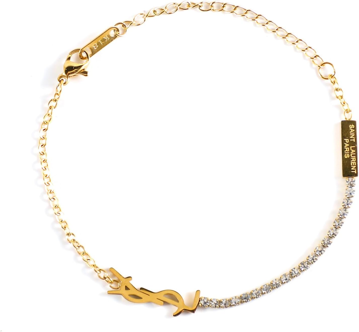 Dainty Luxury Initial Gold Chain Bracelet, 18K Gold Trendy Minimalist Link Charm Bracelet for Women Gift Jewelry