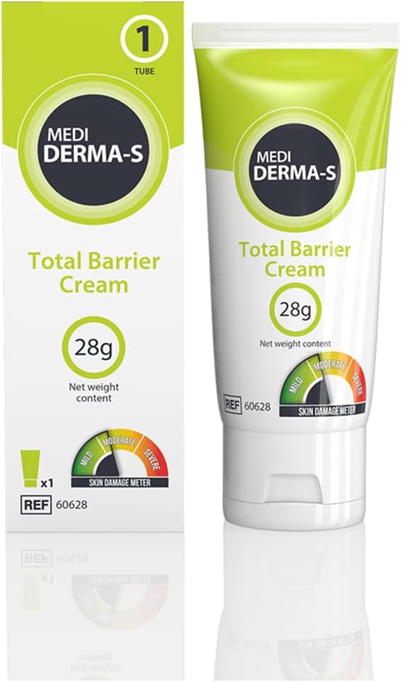 Medi Derma-S Total Barrier Cream 28g, Non-Sting Skin Barrier Cream for Intact and Mildly Damaged Skin, Waterproof Moisture Protection, Ref 60628