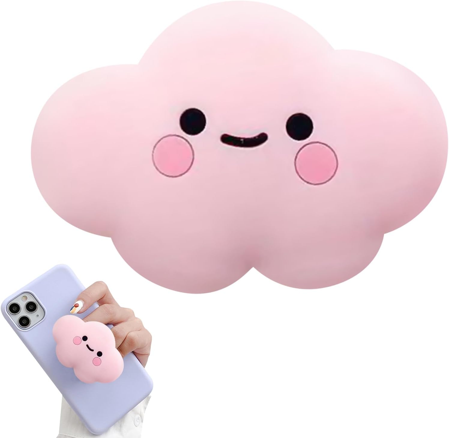 Phone Ring Holder, Pink Clouds Silicone Mobile Phone Grip Stand, Universal Cute 2d Clouds Cell Phones Holder, Collapsible Expandable Cell Telephone Accessory for Phones and Tablets