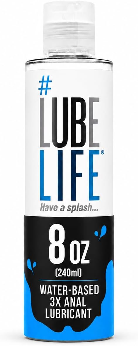 LubeLife 3X Anal Lubricant, Thicker Water-Based lube for Men, Women and Couples, Extra Protection, Non-Sticky, Smooth Glide, 8 Fl Oz