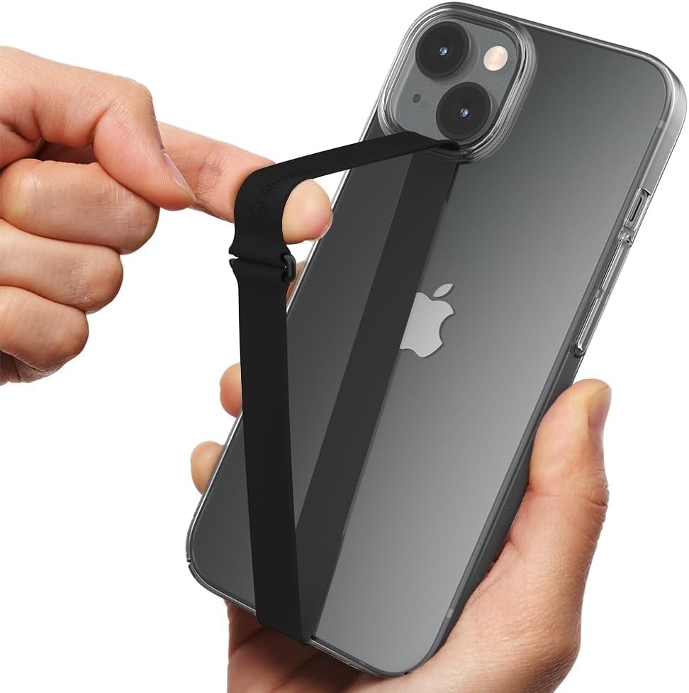Sinjimoru C-shaped Clip Finger Phone Grip, Silicone Mobile Phone Strap for Phone Case with Clip as Phone Loop Holder for iPhone Case & Samsung Phone. Sinji Loop Clip Black 210