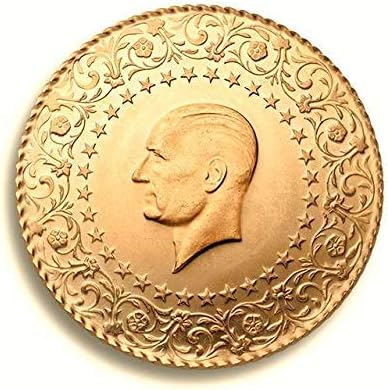 JEWEE DIAMOND 22k Solid Gold Turkish Quarter Gold Authentic Coin of Ataturk Medallion Locket Roundel Gift For Wedding Engagement Birthday Baby Born Turkish Traditional Gift