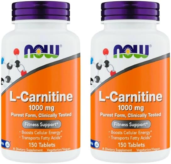 NOW Foods Supplements, L-Carnitine 1,000 mg, Purest Form, Carnipure, Amino Acid, Fitness Support*, 150 Tablets (Pack of 2)