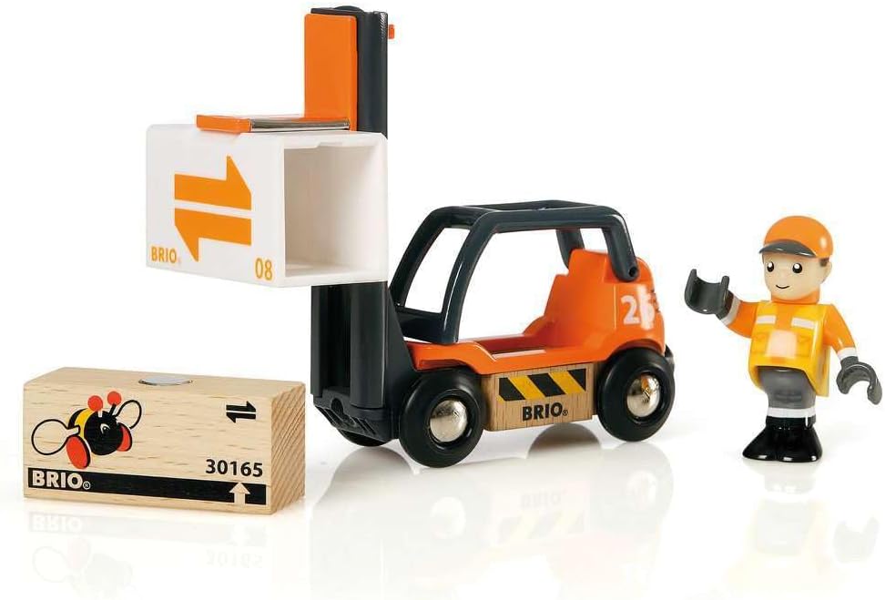 BRIO World Forklift Toy Vehicle for Kids Age 3 Years Up - Wooden Railway Add Ons & Accessories