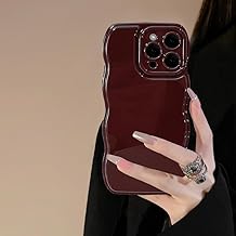 FABSPARK Phone Case for iPhone 13 Pro Max Case,Simple Wave Design Wavy Frame Soft Silicone Aesthetic Phone Case for iPhone 13 Pro Max Phone Case,Wine Red