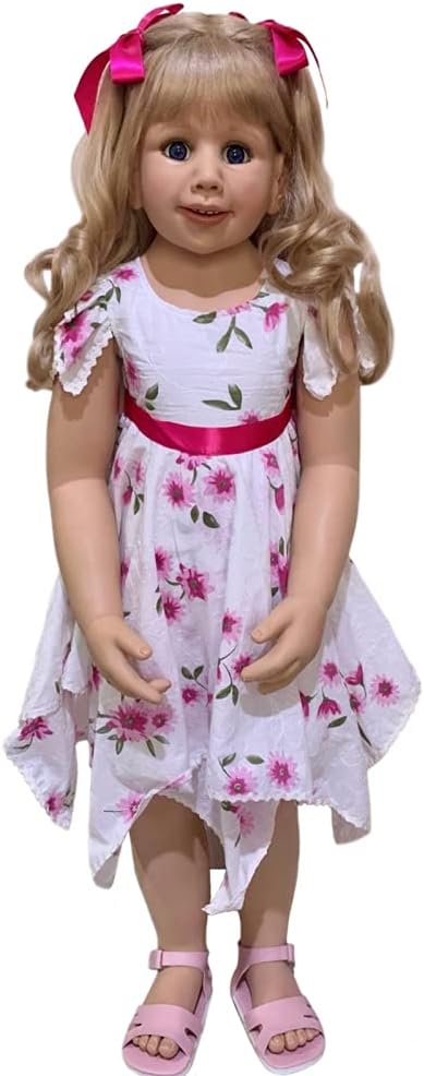 YIHANGG 100CM Vinyl Toddler Princess Girl Toy Like Real 3-Year-Old Size Child Clothing Model Dress Up Reborn Baby Doll Birthday Gift