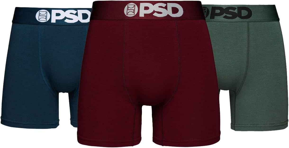 PSD Mens Underwear Mid Length Core Standard Boxer Briefs, Packs & Singles