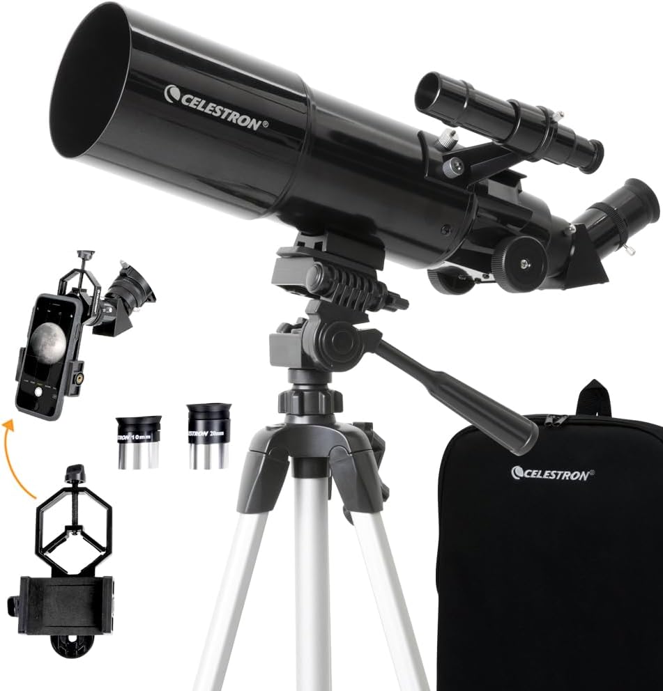 Celestron Travel Scope 80mm Telescope Kit with Backpack, Smartphone Adapter
