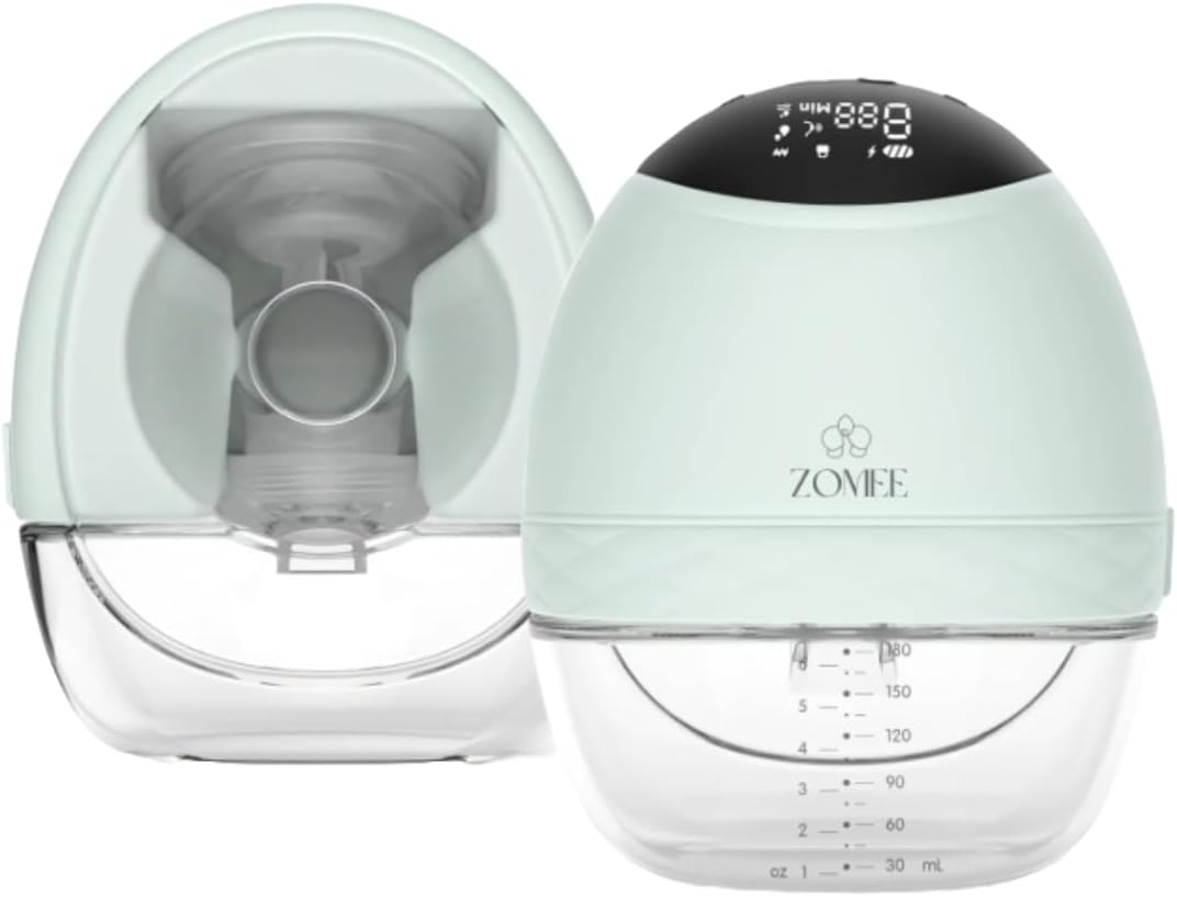 Zomee Fit Wearable Breast Pump, Hands Free Pumping, Portable, Ultra-Low Noise, Double Electric Breast Pump - Holds 6 oz - Wireless Breastpump 2+ Hours of Battery, Leak Proof Anti Backflow System