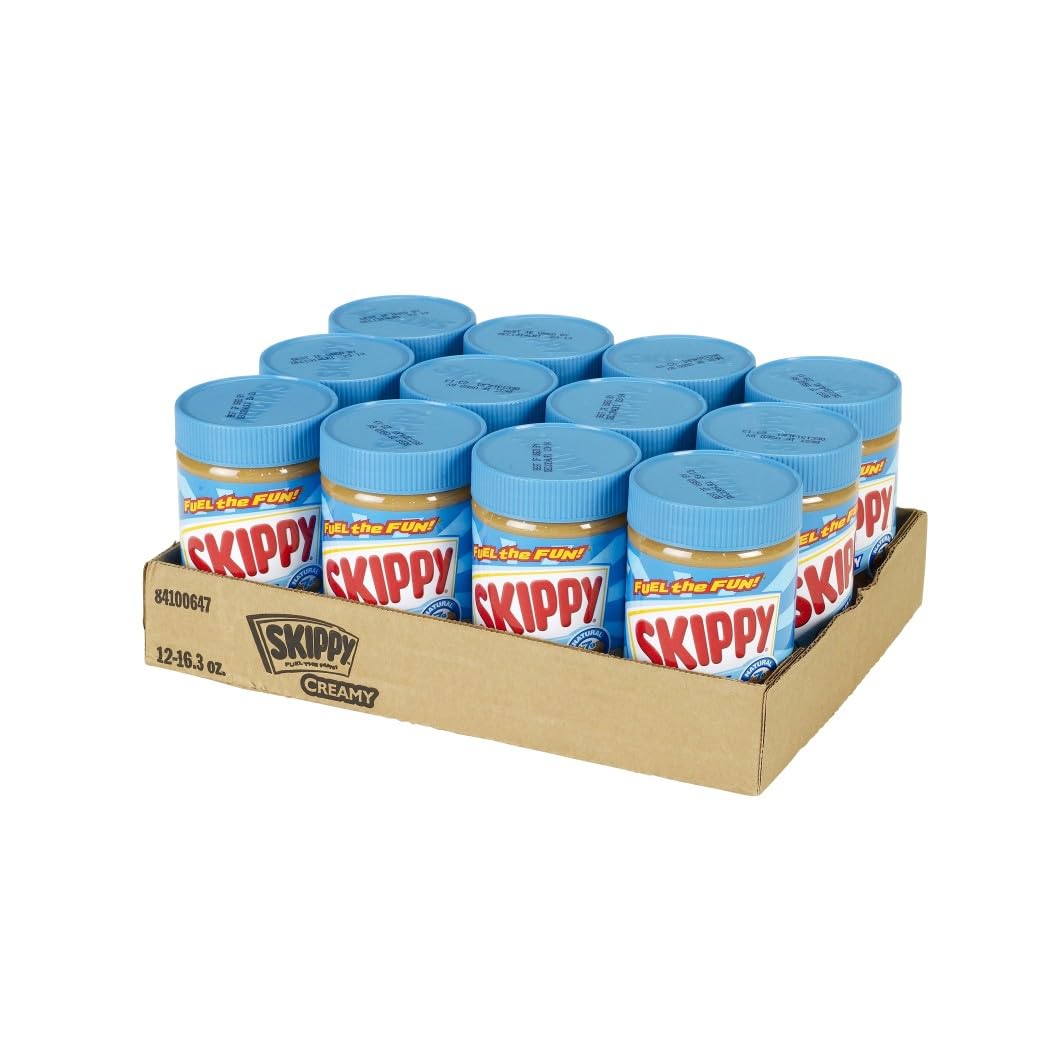SKIPPY Peanut Butter, Creamy, 16.3 Ounce (Pack of 12) | 7 g protein per serving