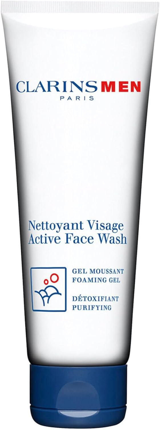 ClarinsMen Active Foaming Gel 125ml | Energising Face Wash for Men, Removes Dirt & Oil, Non-Drying Formula | Suitable for All Skin Types