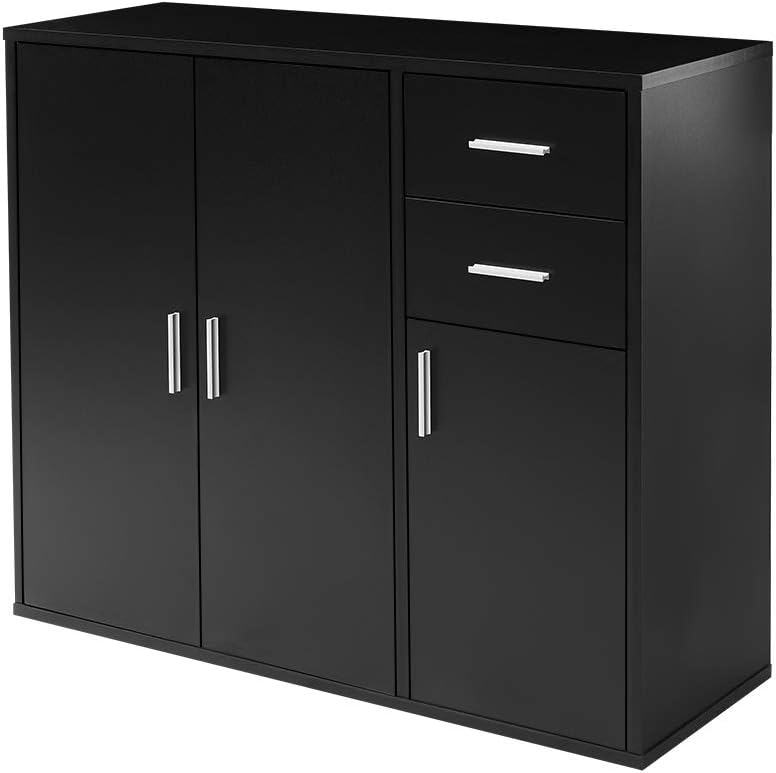 Panana Sideboard Storage Cupboard Cabinet Unit with Doors and Drawers Living Room Bedroom Furniture (Black)