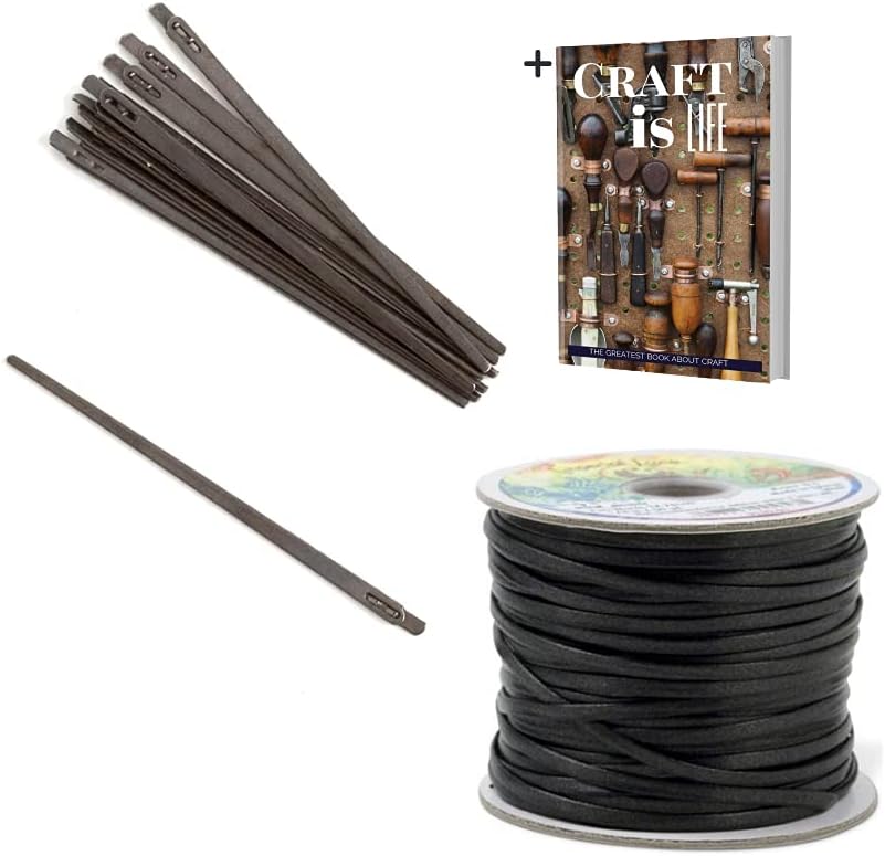Tandy Leather 2 prong Lacing Needle & Black Imperial Lace Set -10 Needle Set with 1/8 inch x 50 yard Strong Thread Lace & E-book