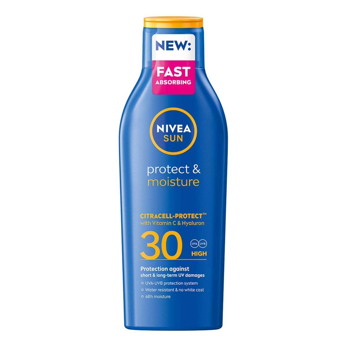 NIVEA Sun Protect & Moisture Lotion for Skin Comfort, Lightweight Daily Body Skin Care, Moisture‑Rich Lotion with Vitamin E and Hyaluron, 200 ml (Approx. 6.76 fl oz) for Everyday Use