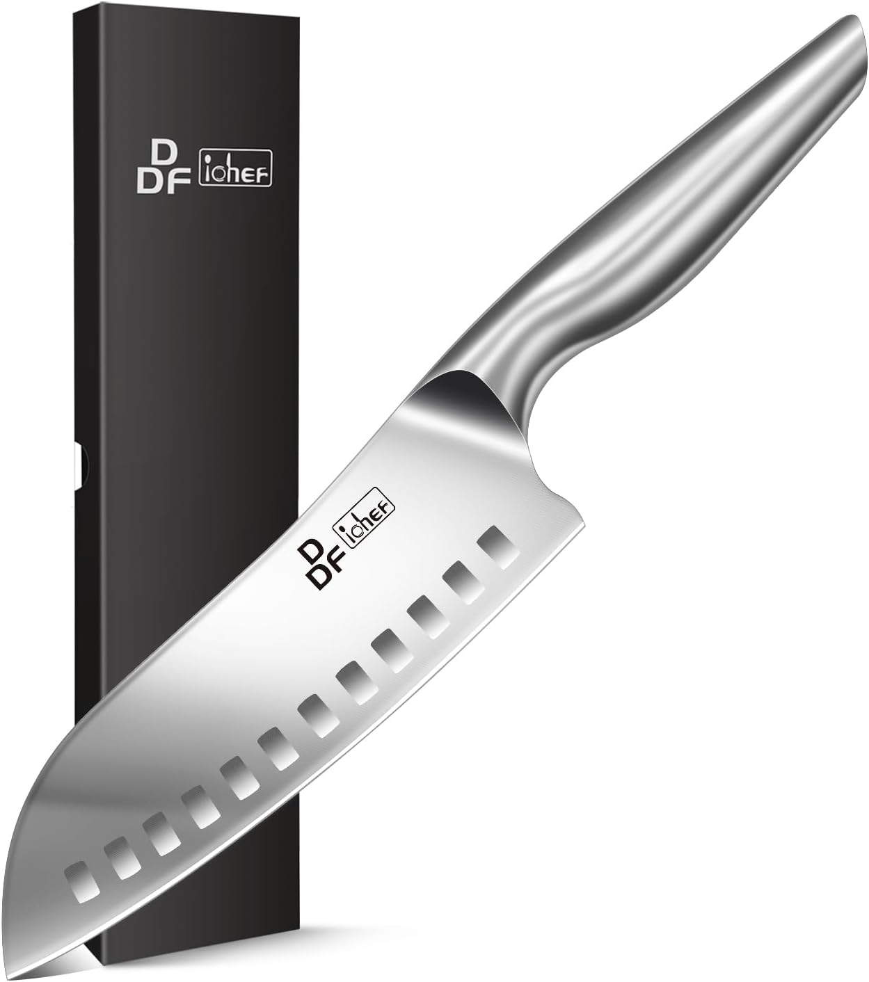 DDF iohEF Kitchen Knife, Chef's Knife In Japanese Stainless Steel Professional Santoku Cooking Knife, 7 Inch Non-slip Ultra Sharp Knife with Ergonomic Handle