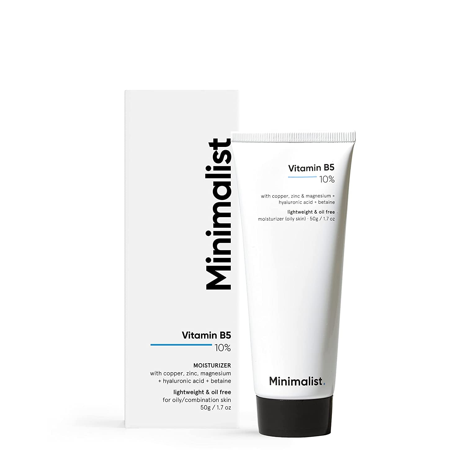 Minimalist Vitamin B5 10% Face Moisturizer for Oily & Acne Prone Skin | Oil Free Fast Absorbing Lightweight Gel | For Women & Men | 1.7 Oz / 50 gm