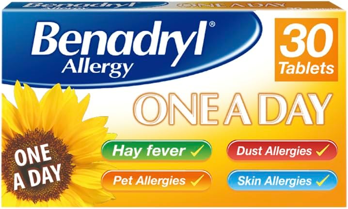 Benadryl Allergy One A Day 10 Mg Tablets - Effective and Long-Lasting Relief - 30 Count