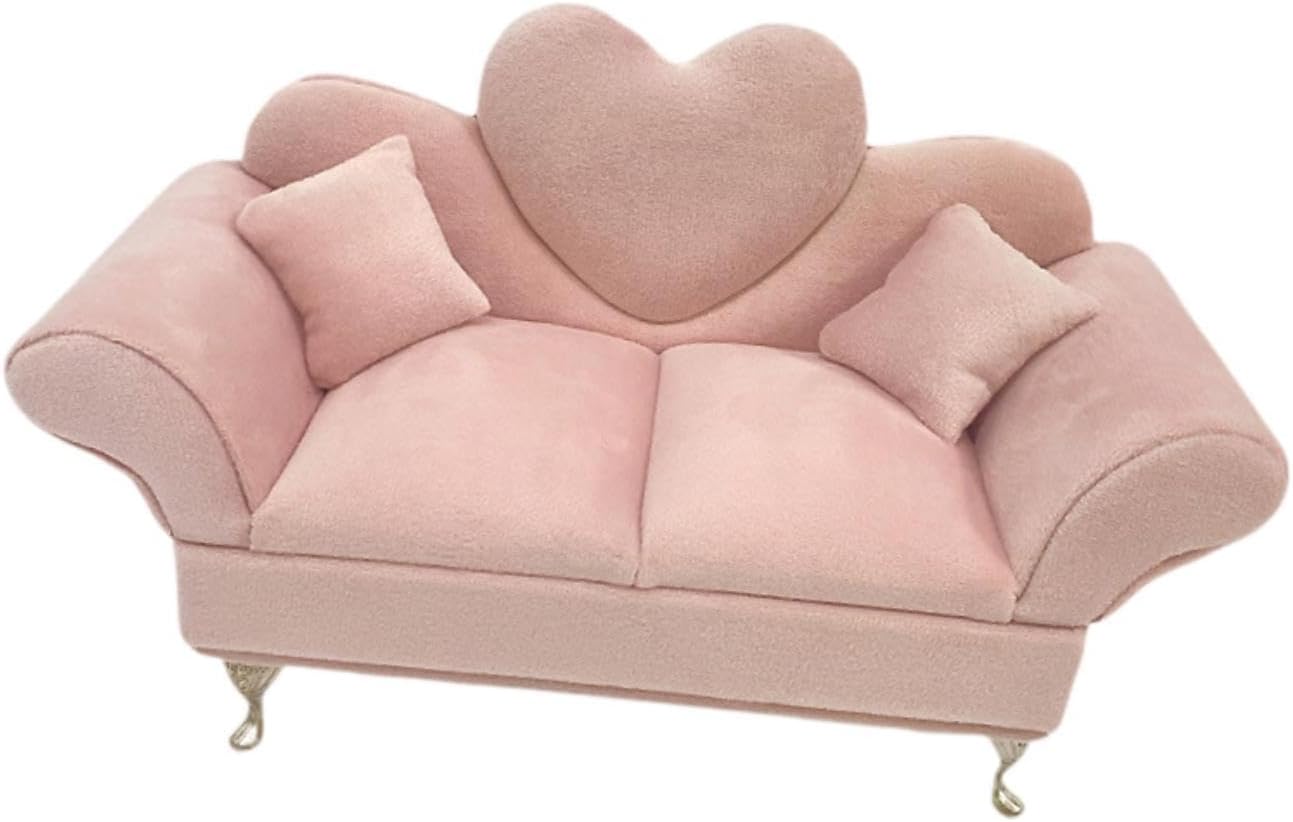 Folpus 1/6 Sofa Bed Jewelry Box, Fashion Ornament Miniature Furniture, Girls Women Jewelry Box for 12" Doll Action Figures Accs, Pink