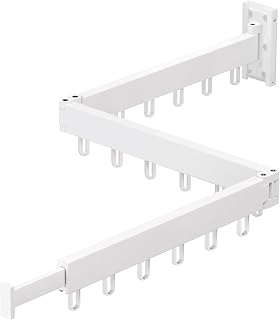 Clothes Drying Rack,Laundry Drying Rack Wall Mount, Space Saver Wall Mounted Clothes Rack,Retractable,Collapsible(Tri-Fold), White Color Drying Rack Clothing(Ring)