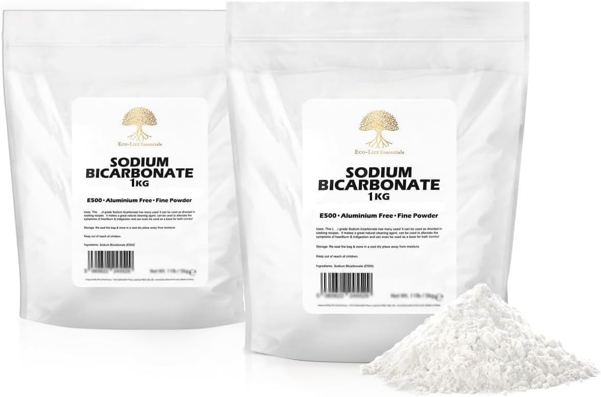 Baking Soda, Sodium Bicarbonate 2kg Pure Baking Soda for Cleaning, Baking, Bath Bombs, Odours and Teeth