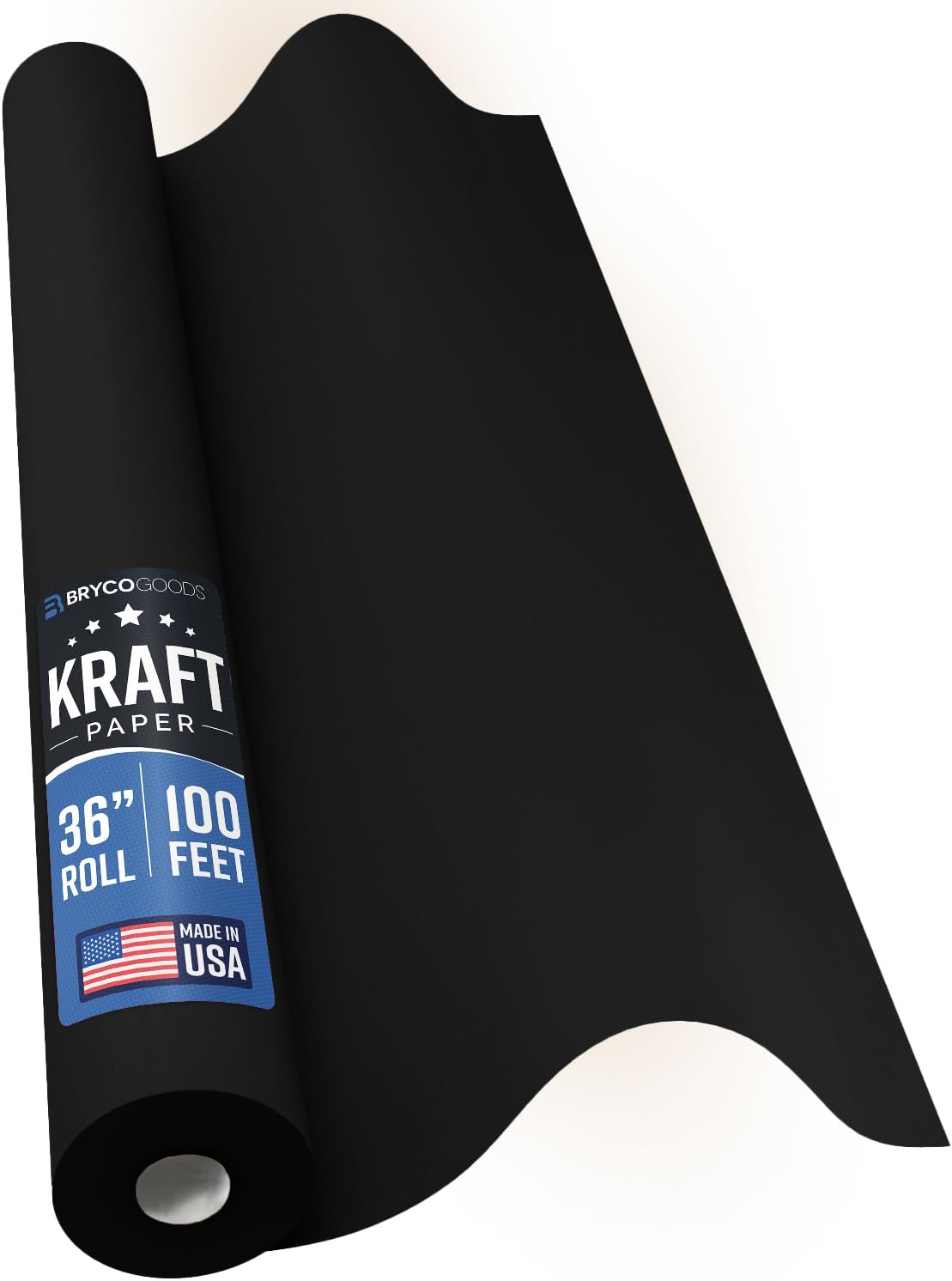 Bryco Goods 36” x 1200” (100’) Black Kraft Paper Roll - Made in USA - Ideal for Bulletin Board, Packing, Shipping, Arts & Crafts, Bouquet, Gift Wrapping, Table Covering