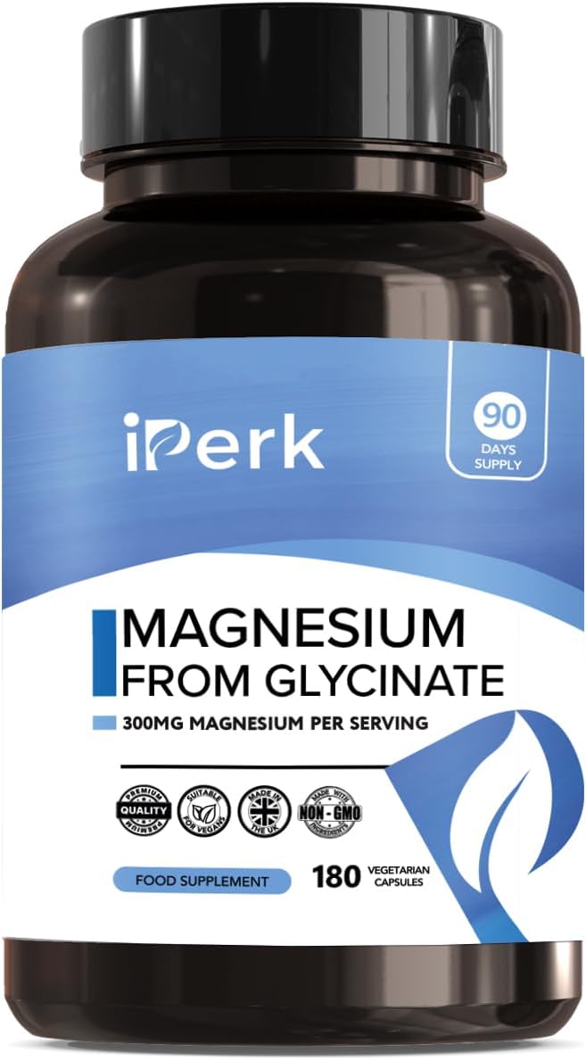 Magnesium Glycinate Capsules Provide 300 mg of Pure Elemental Magnesium Per Serving 180 Vegan Caps