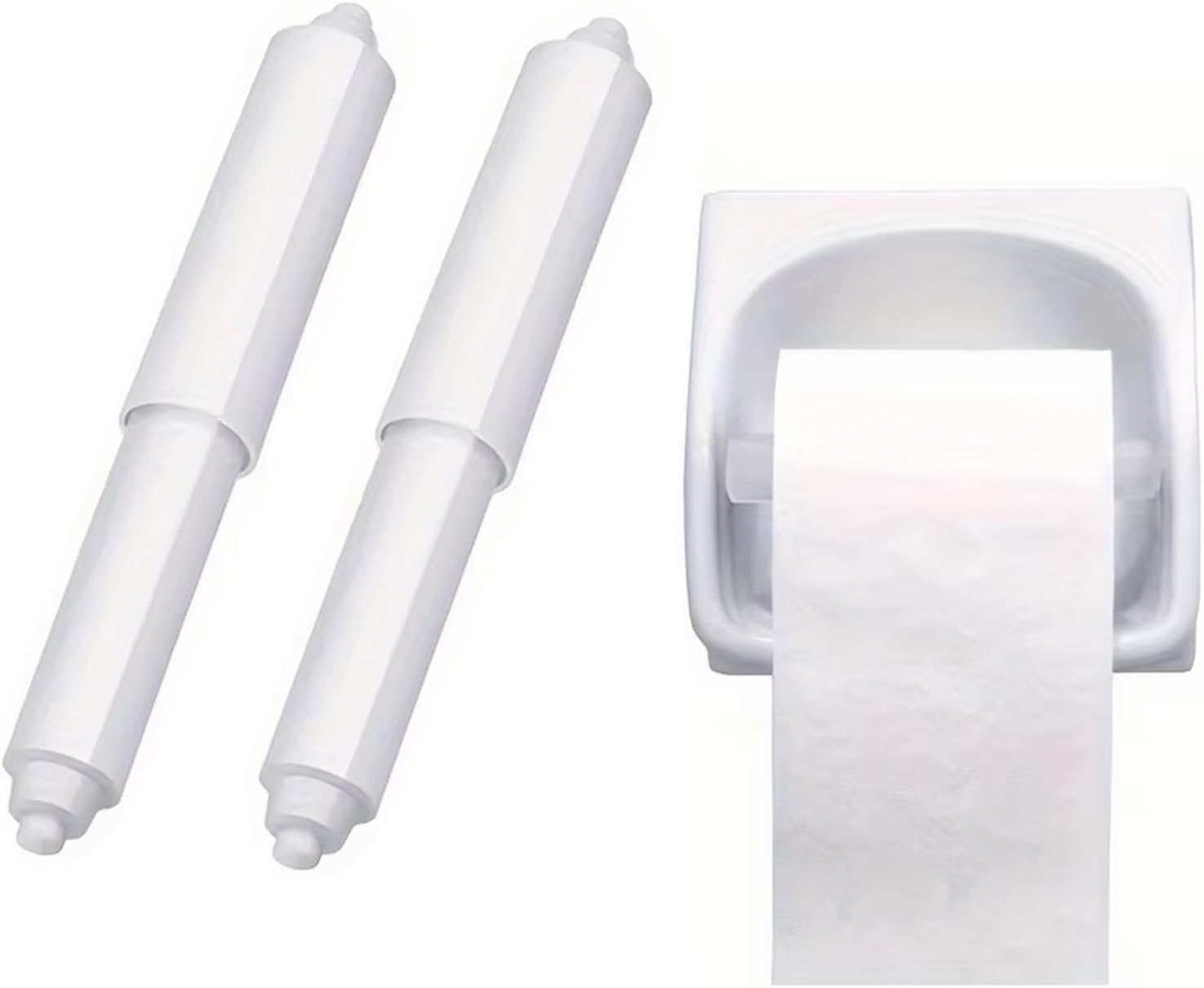 2Pcs Toilet Paper Holder, Toilet Paper Holder Rollers, Plastic Toilet Tissue Roll Holder Insert in bathroom Replacement Roller Spring Easy installation