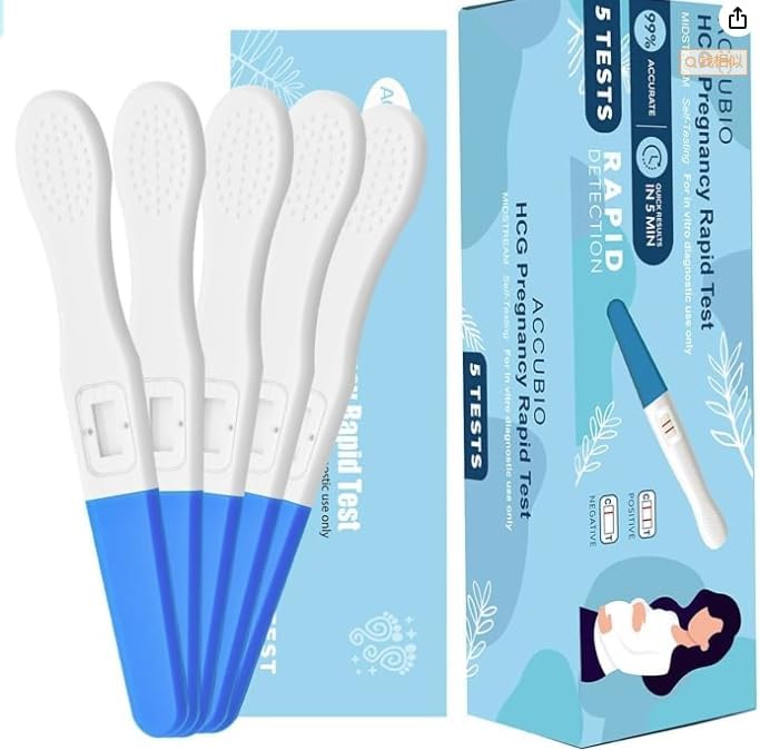 ACCUBIO Rapid Detection Pregnancy Test, Extra Sensitive HCG Urine Midstream Test, Early Detection Pregnancy Test Strips, Result Within 5 Minutes, Over 99% Accurate, 25mIU/mL 5PACK
