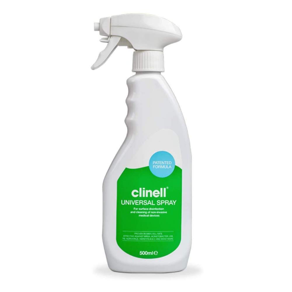 Clinell Universal Cleaning and Disinfectant Spray for Surfaces - 500 ml - White Universal Spray, Kills 99.9% of Germs, Quick and Absorbent, Kind to Skin, NO Bleach