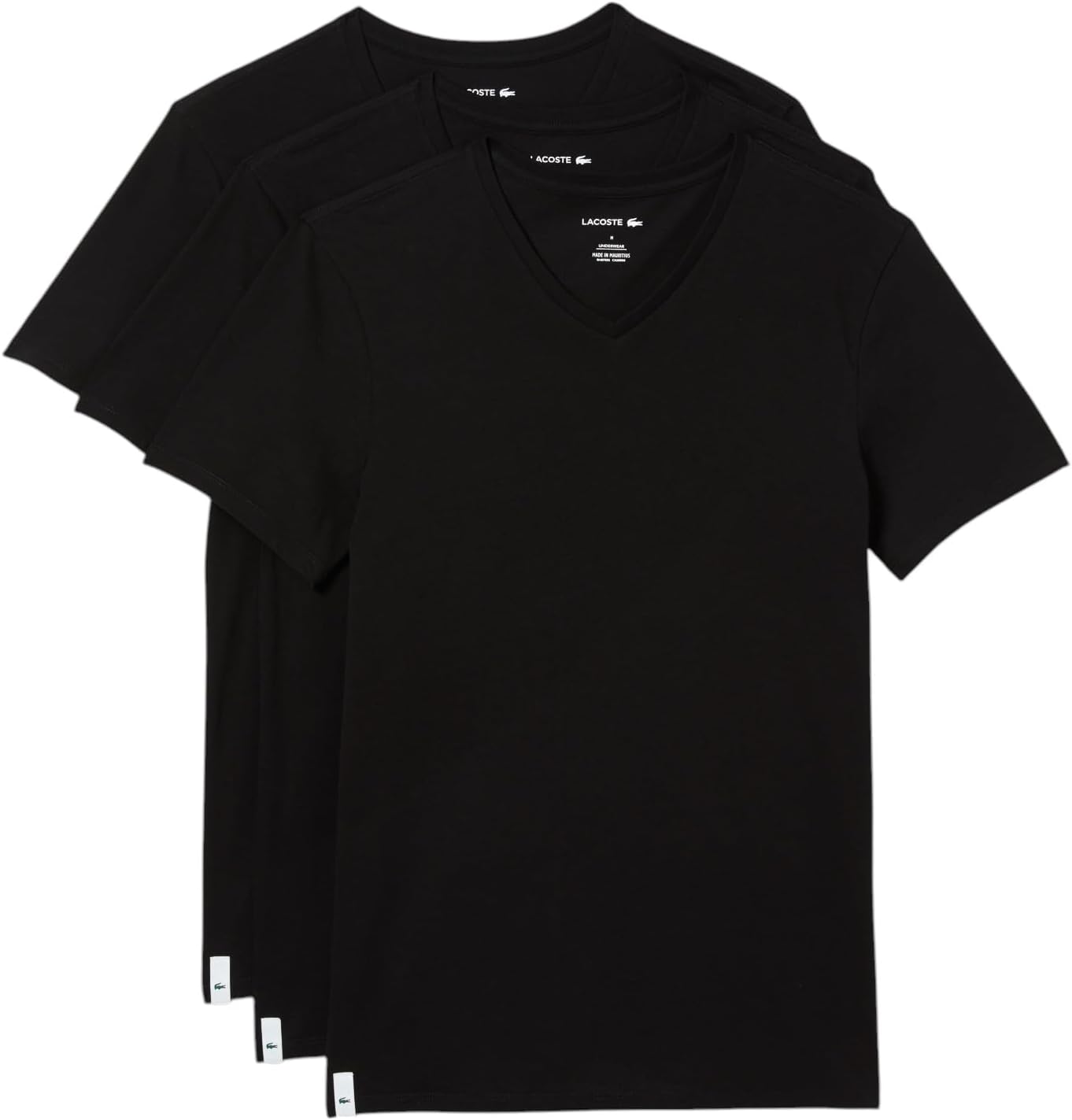 Lacoste Men's 100% Cotton Slim Fit V-neck Undershirt, 3-pack