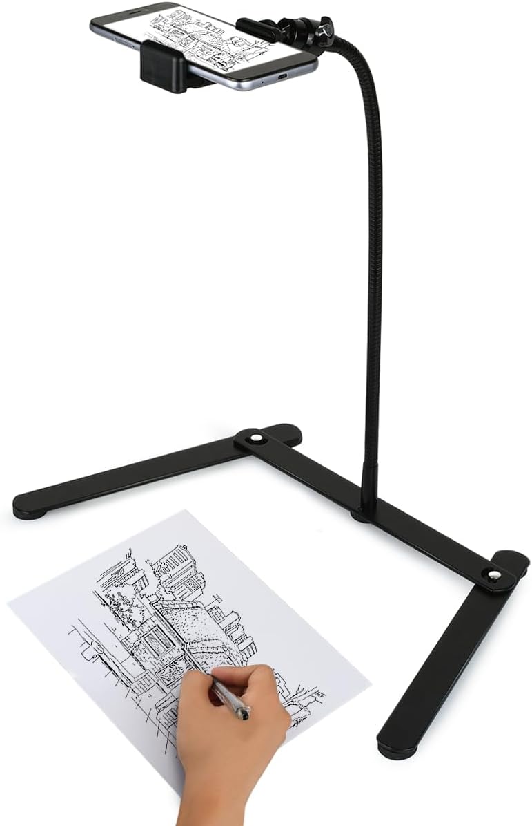 DS. DISTINCTIVE STYLE Phone Holder for Video Recording 15 Inch Bendable Gooseneck Desk Tripod Compatible with iPhone and Mini Projector for Cookie Decorating
