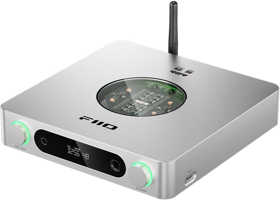 FiiO K13 R2R Desktop DAC & Headphone Amp, High-Fidelity 24Bit R2R DAC, Powerful 2400mW Output, LDAC Bluetooth Streaming, Dual Power Supply, 10-Band PEQ, Balanced XLR & RCA Audio Output (Silver)
